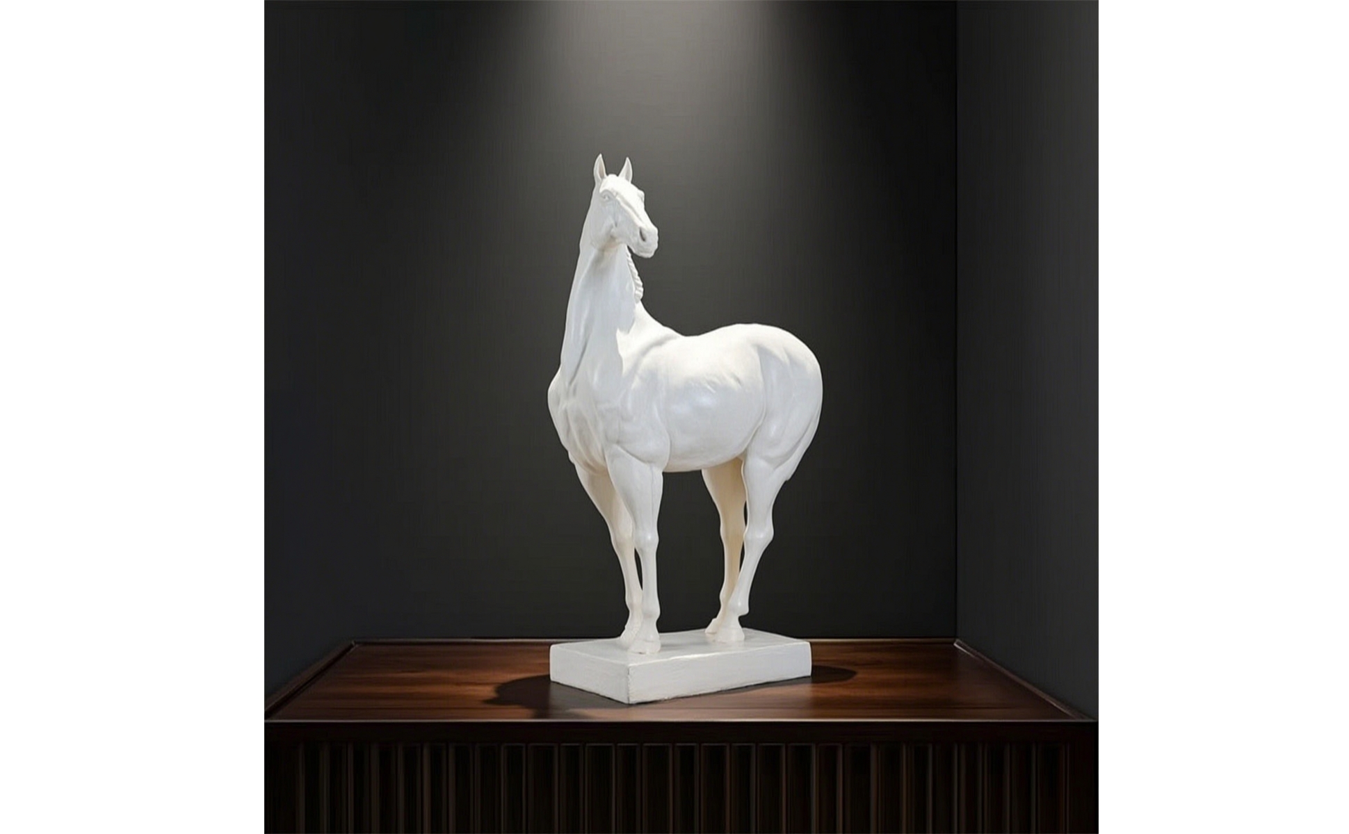 Horse Statue with Base Tabletop Horse Art Sculpture Glossy for Entryway, Office