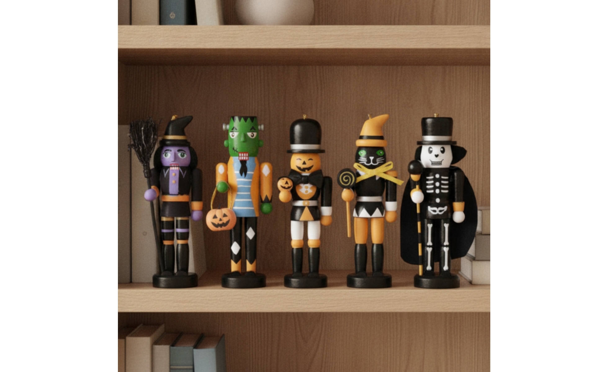 5 Pieces Halloween Nutcrackers Miniature Nutcracker Figure with Round Base