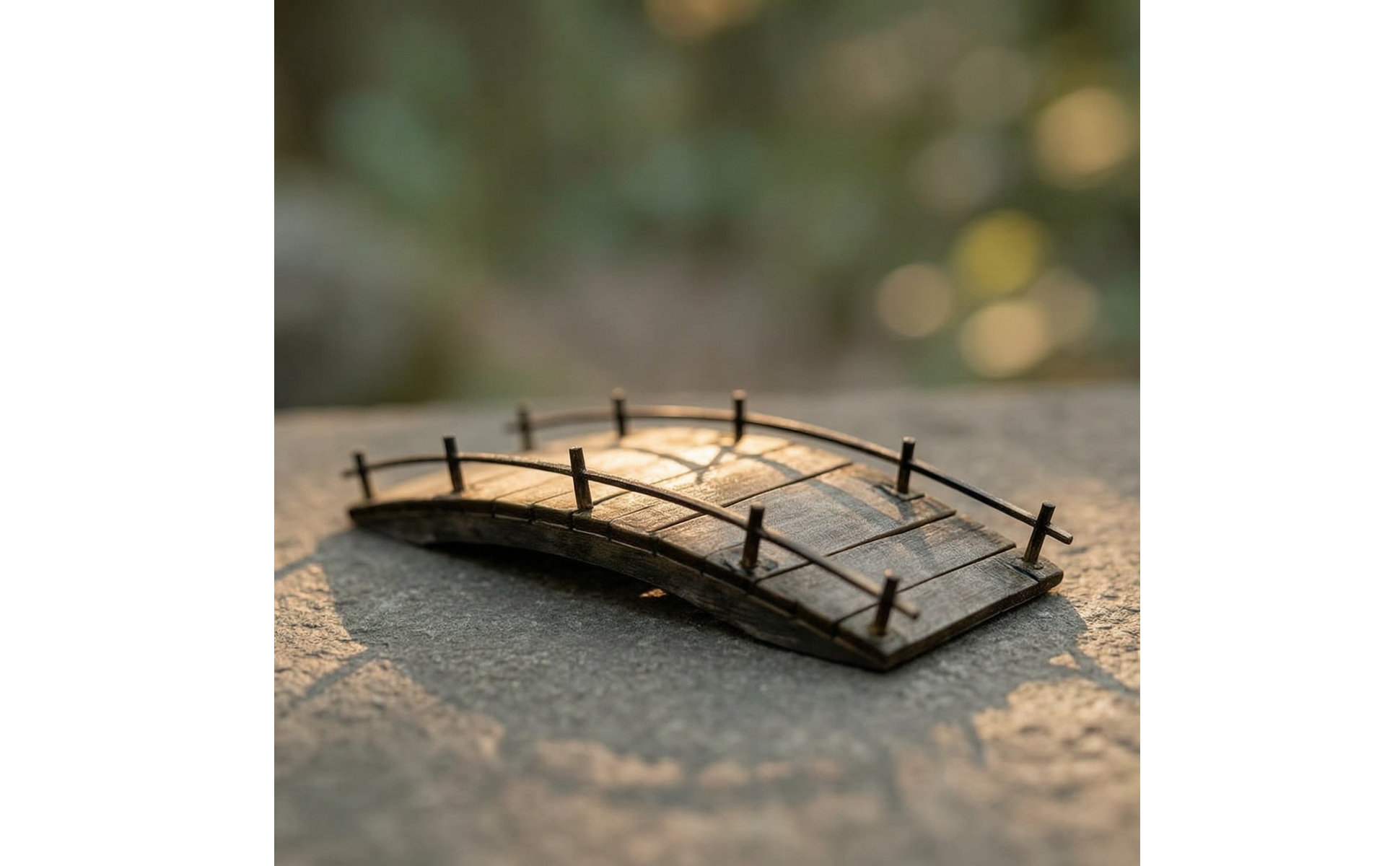Miniatur-Holzbrücke winzig Miniaturbrücke mit Geländer bogenförmig