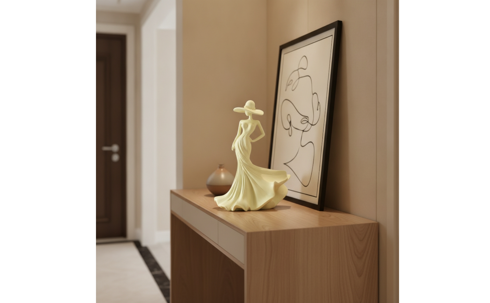 Woman Figurine Elegant Lady Statue Graceful for Entryway, Bookshelf, Homeowners