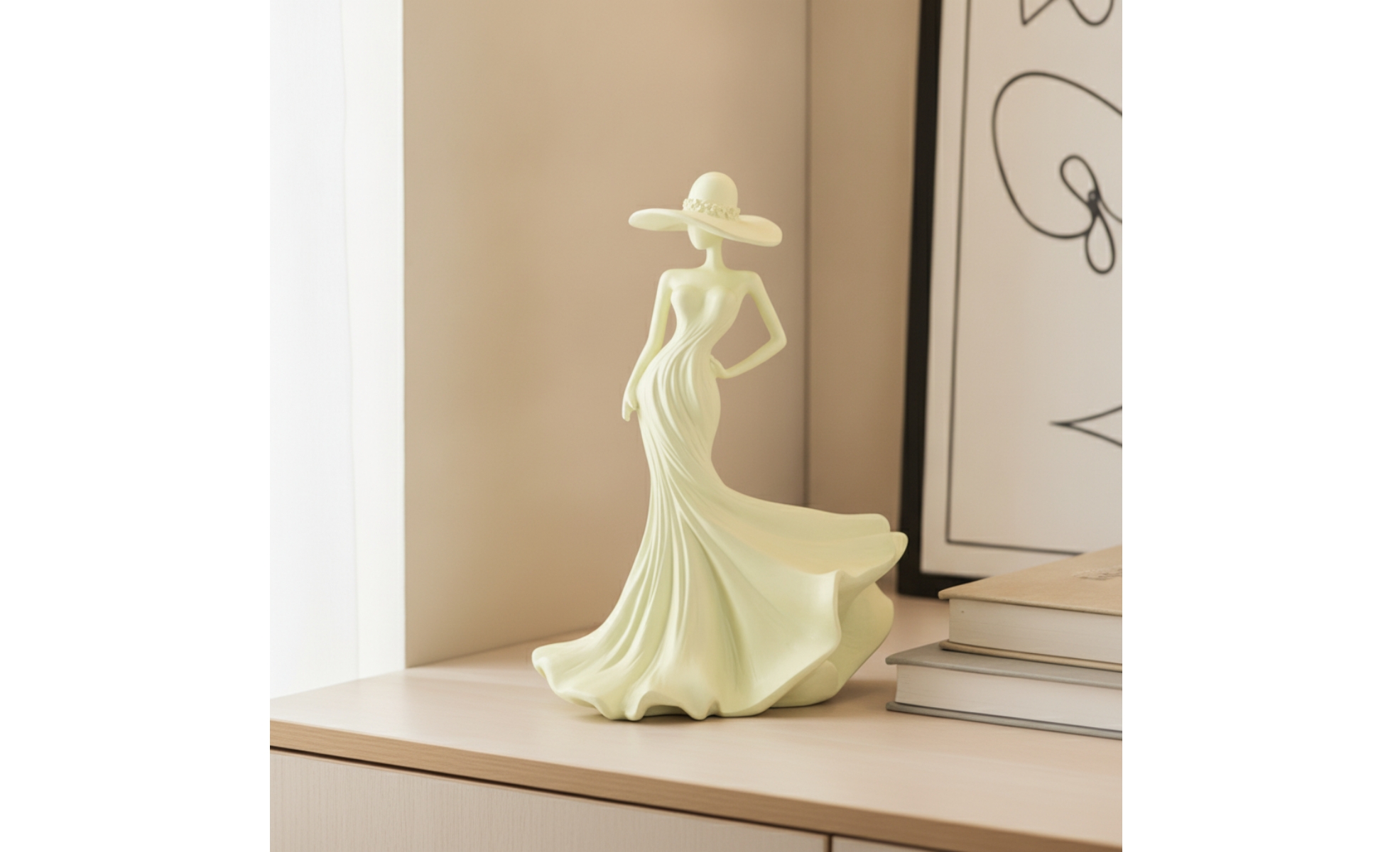 Woman Figurine Elegant Lady Statue Graceful for Entryway, Bookshelf, Homeowners