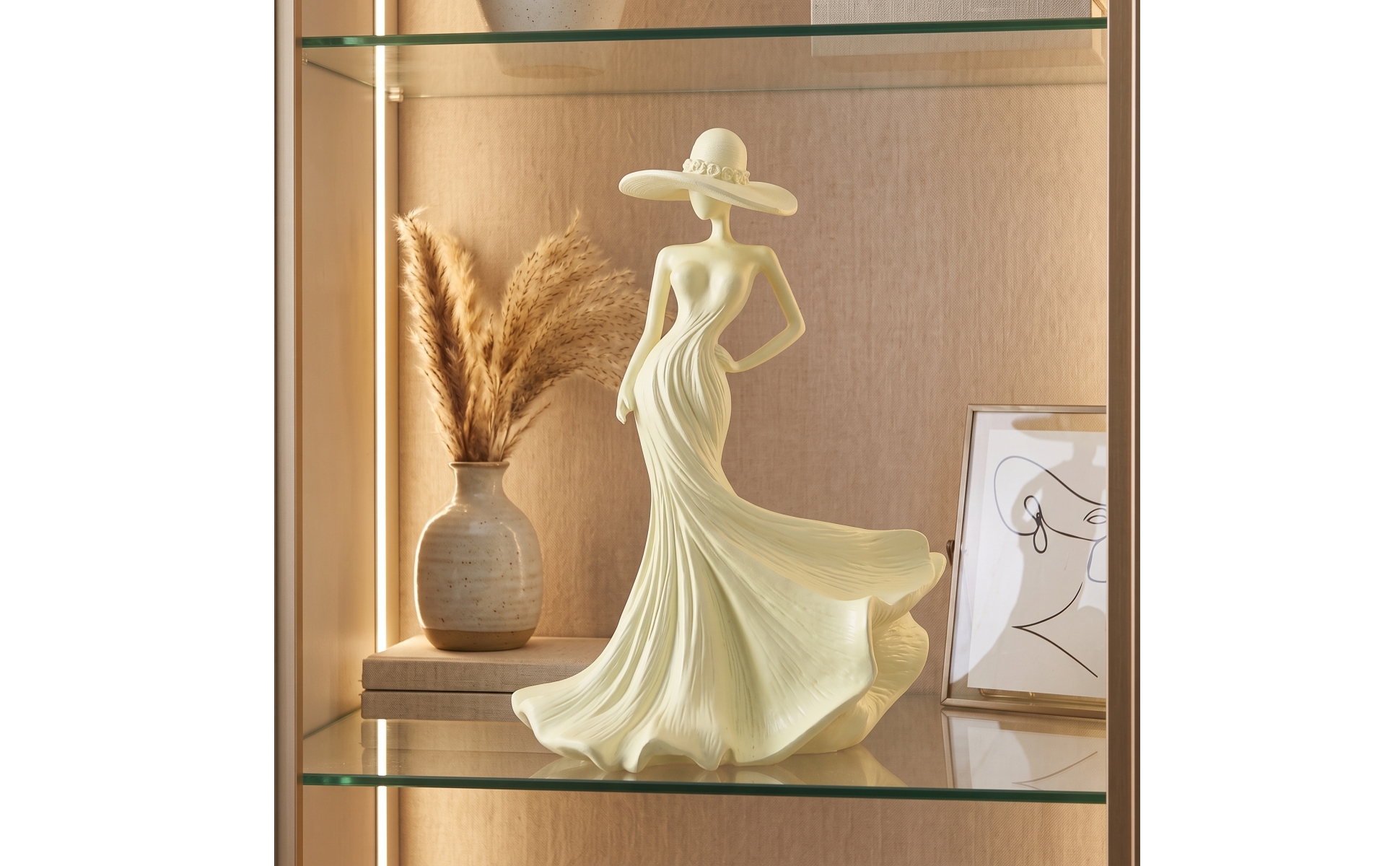 Woman Figurine Elegant Lady Statue Graceful for Entryway, Bookshelf, Homeowners
