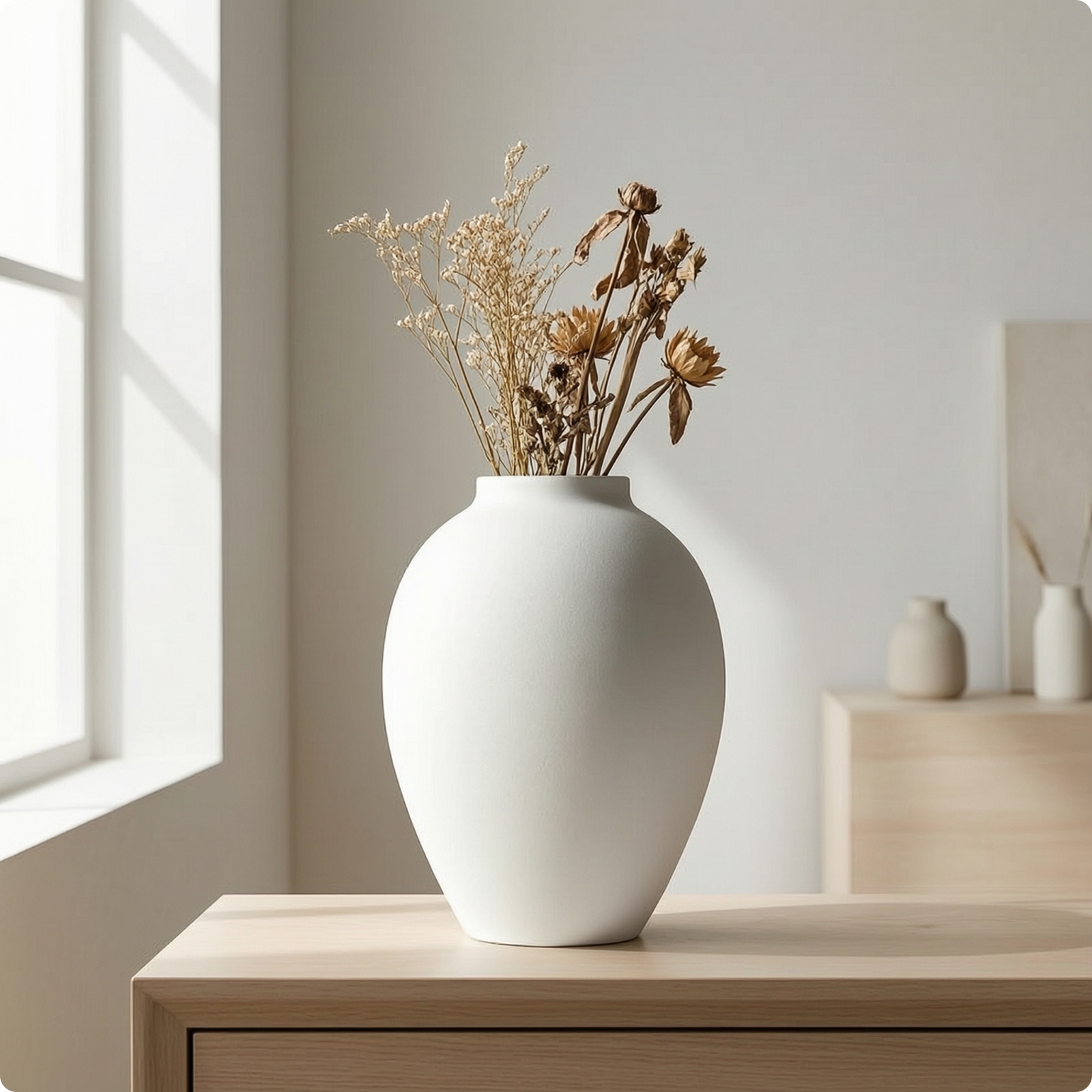 Tabletop Vase Matte Flower Vase Decorative for Home Decor, Console Table