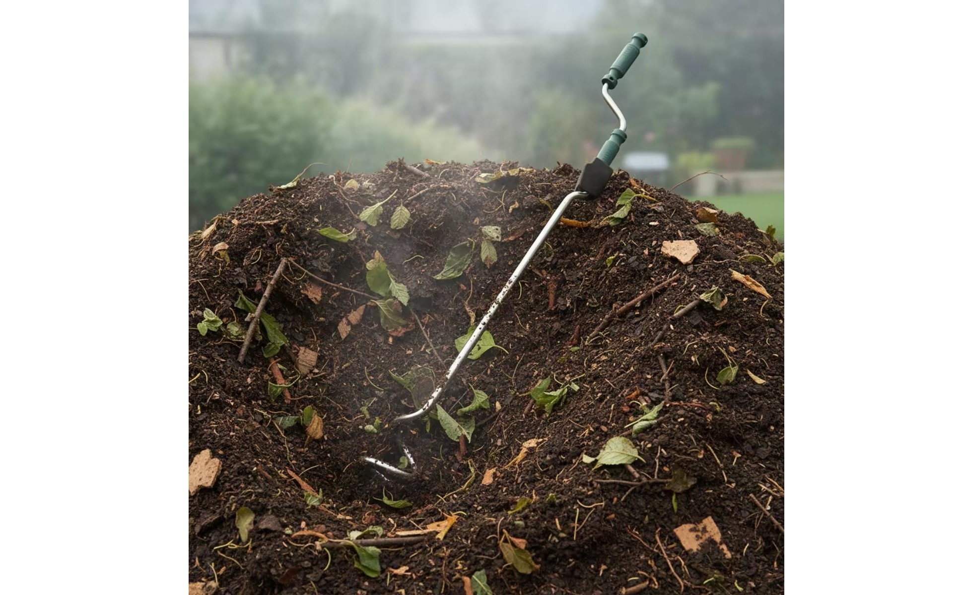 Kompoststab mit Spiralmischkopf rostfrei Kompostmischer aus Edelstahl für Garten