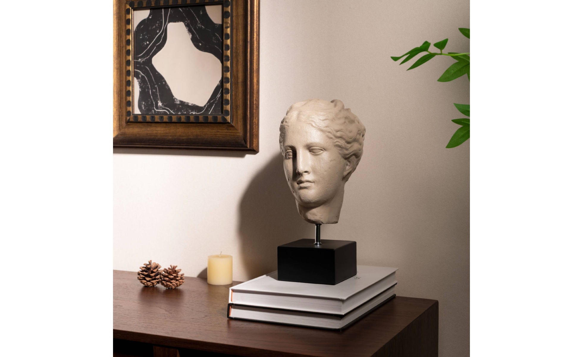 Classical Bust with Base Resin Portrait Sculpture Decorative for Shelf, Office