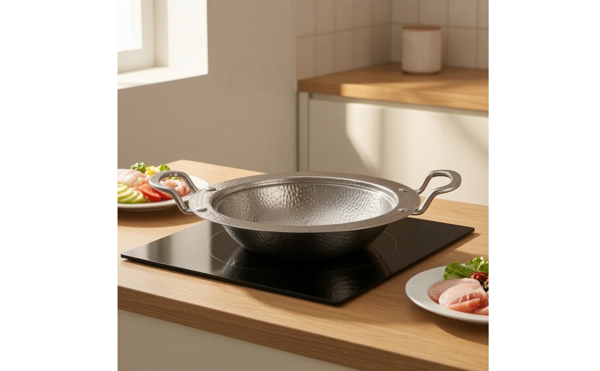 Hot-Pot-Topf Gehämmert Shabu-Shabu-Topf Edelstahl für Esstisch, Küche, Familien