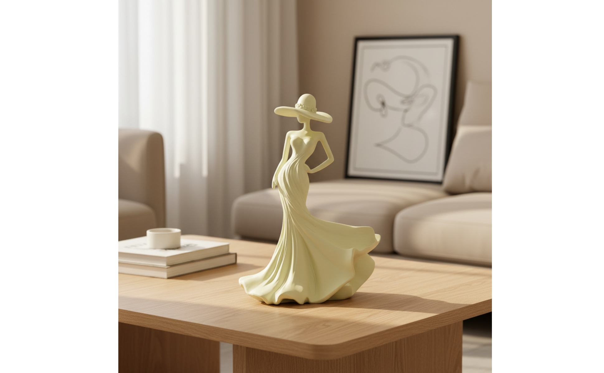Woman Figurine Elegant Lady Statue Graceful for Entryway, Bookshelf, Homeowners
