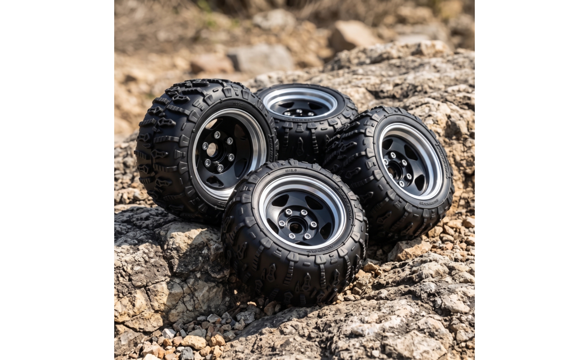 4 Pieces RC Tire and Wheel Assembly 1.9-Inch RC Car Wheels and Tires off-Road