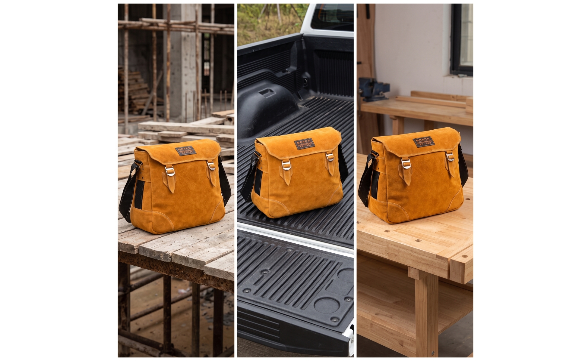 Leather Tool Bag with Shoulder Strap Hard-Wearing for Job Sites, Gardening