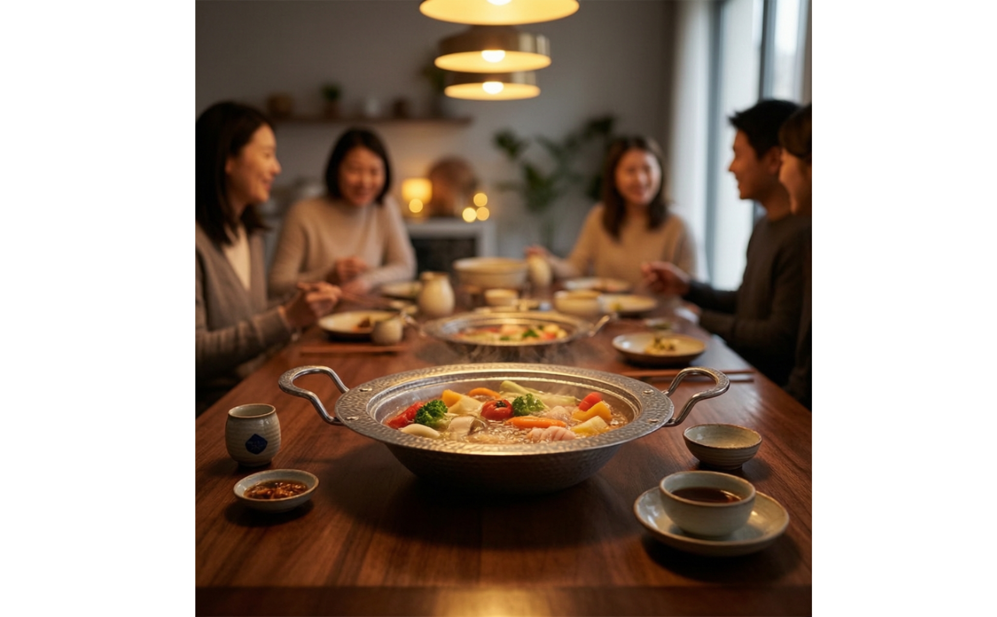 Hot-Pot-Topf Gehämmert Shabu-Shabu-Topf Edelstahl für Esstisch, Küche, Familien