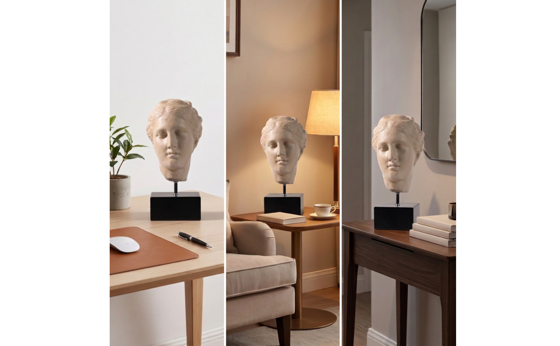 Classical Bust with Base Resin Portrait Sculpture Decorative for Shelf, Office