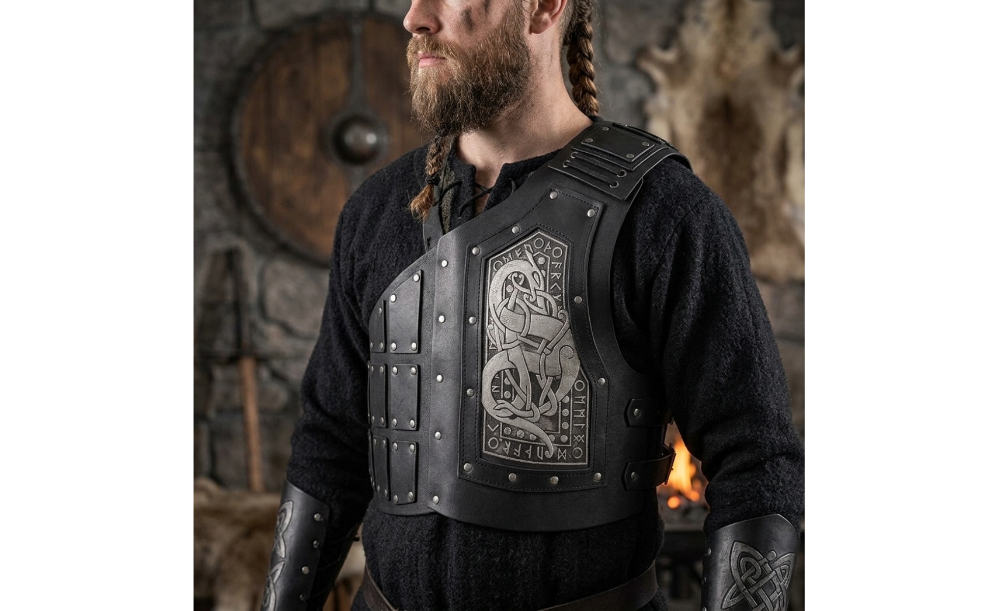 Half Chest Protection Viking-Inspired Medieval Cuirass Embossed for Cosplay