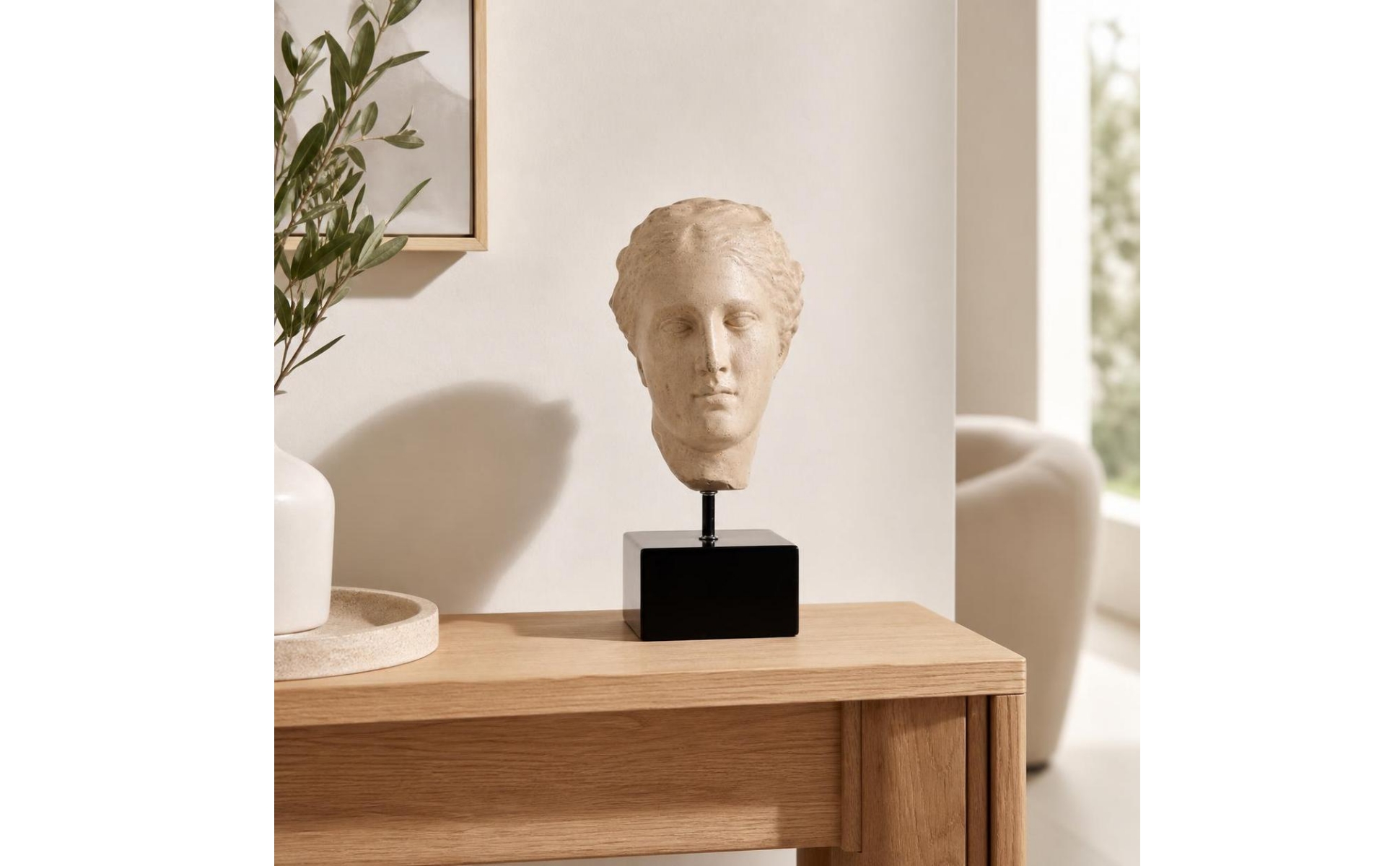Classical Bust with Base Resin Portrait Sculpture Decorative for Shelf, Office