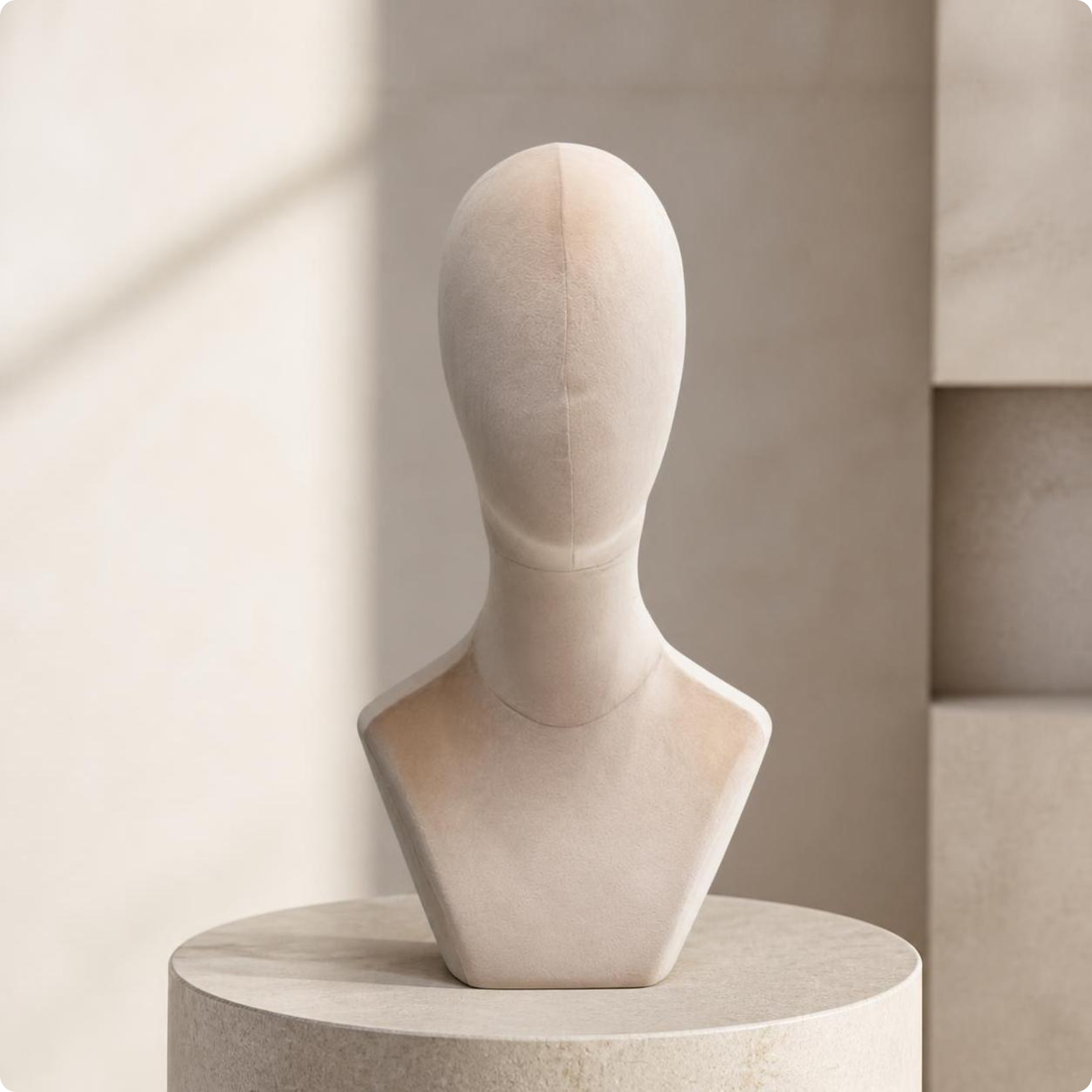 Velvet Mannequin Head with Shoulders Pin-Insertable for Studios