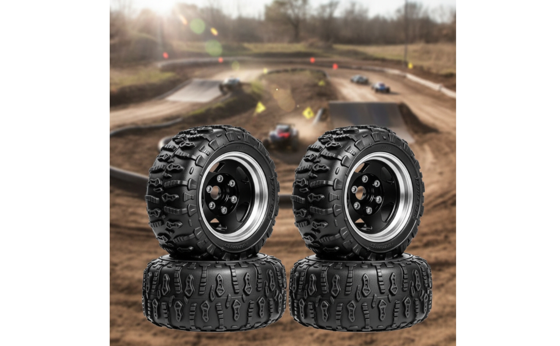 4 Pieces RC Tire and Wheel Assembly 1.9-Inch RC Car Wheels and Tires off-Road