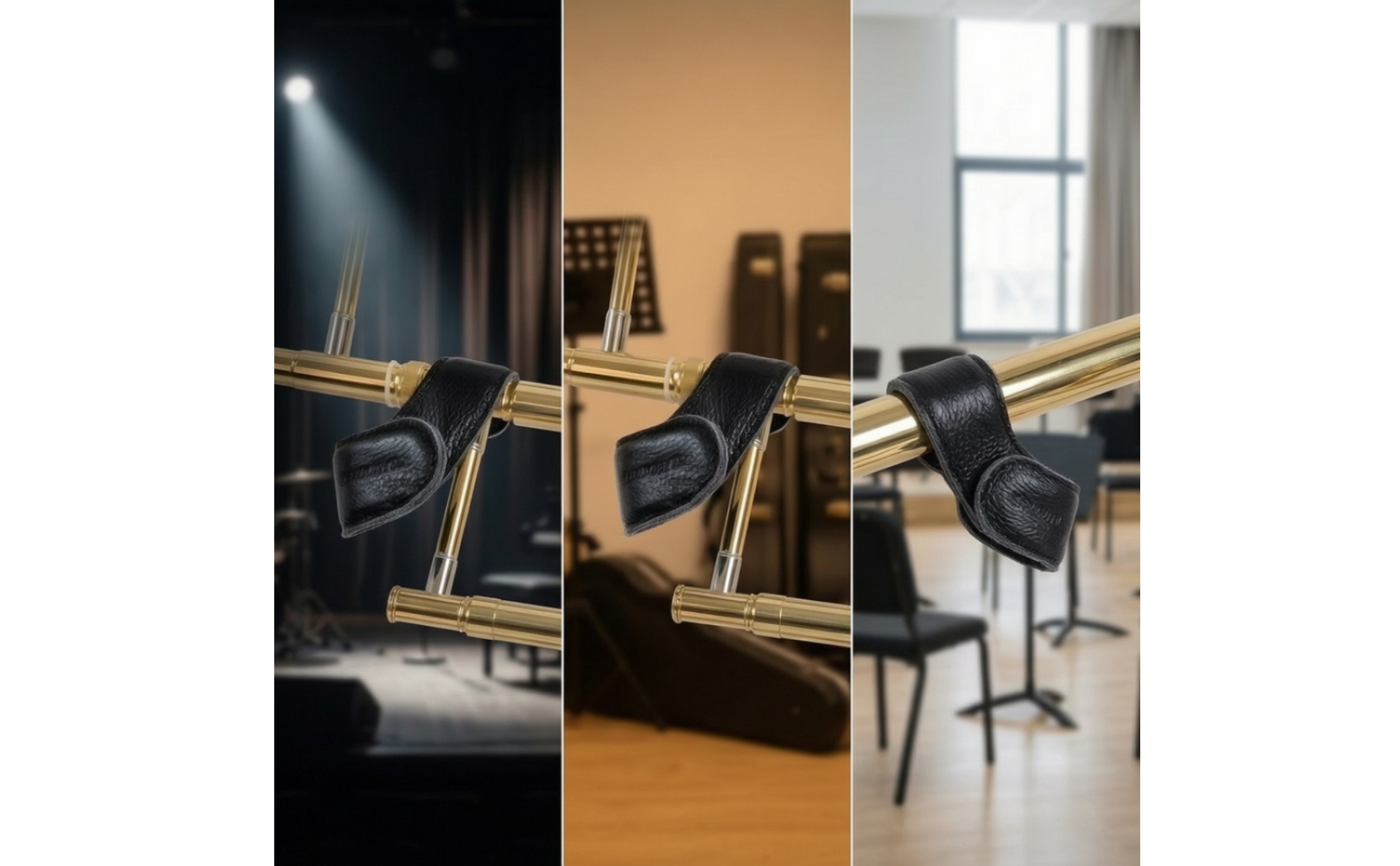 Brass Instrument Hand Rest Ergonomic Brass Instrument Grip with Leather Wrap