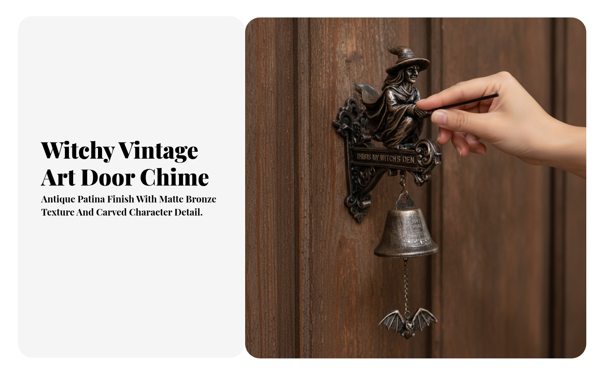 Witch Entryway Chime Vintage-Style Witch Bell Gothic for Entryway