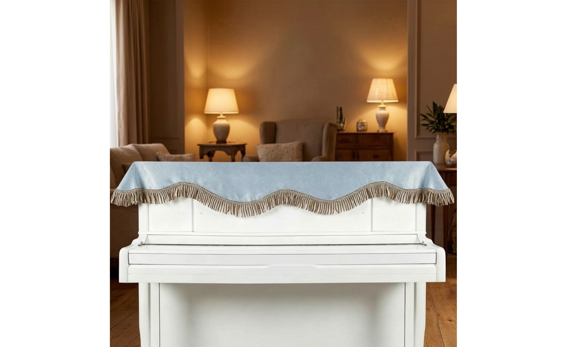 Tassel Piano Cover Elegant Type 88-Key Piano Cover Soft Material 88 Key Keyboard Shielded Cloth for Home