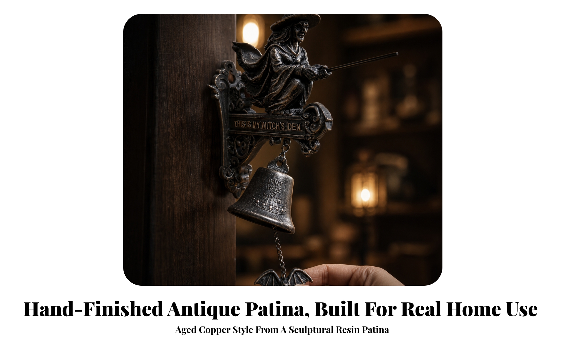 Witch Entryway Chime Vintage-Style Witch Bell Gothic for Entryway
