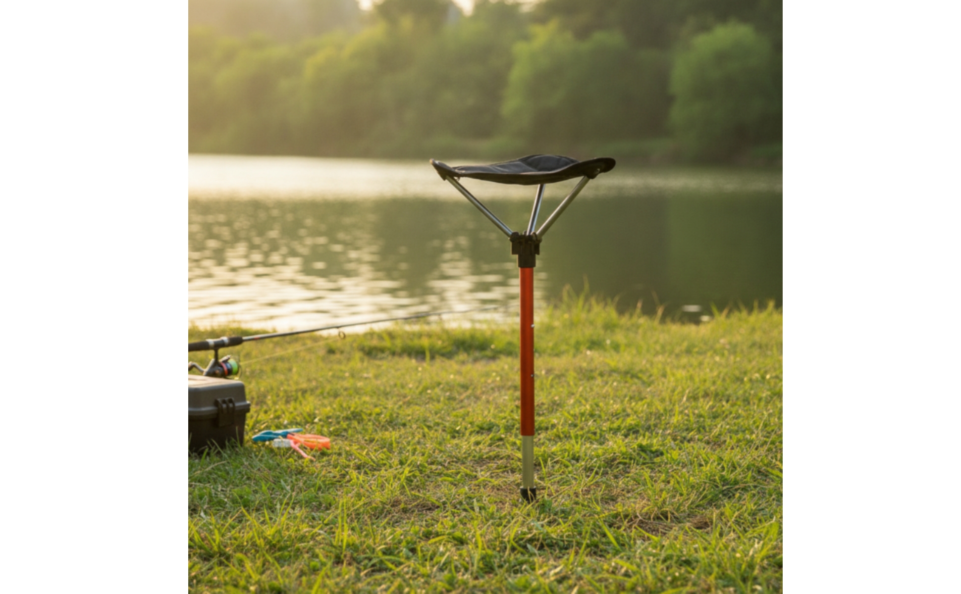 Falthocker mit Teleskopstange tragbar Teleskophocker faltbar für Pendler, Angler
