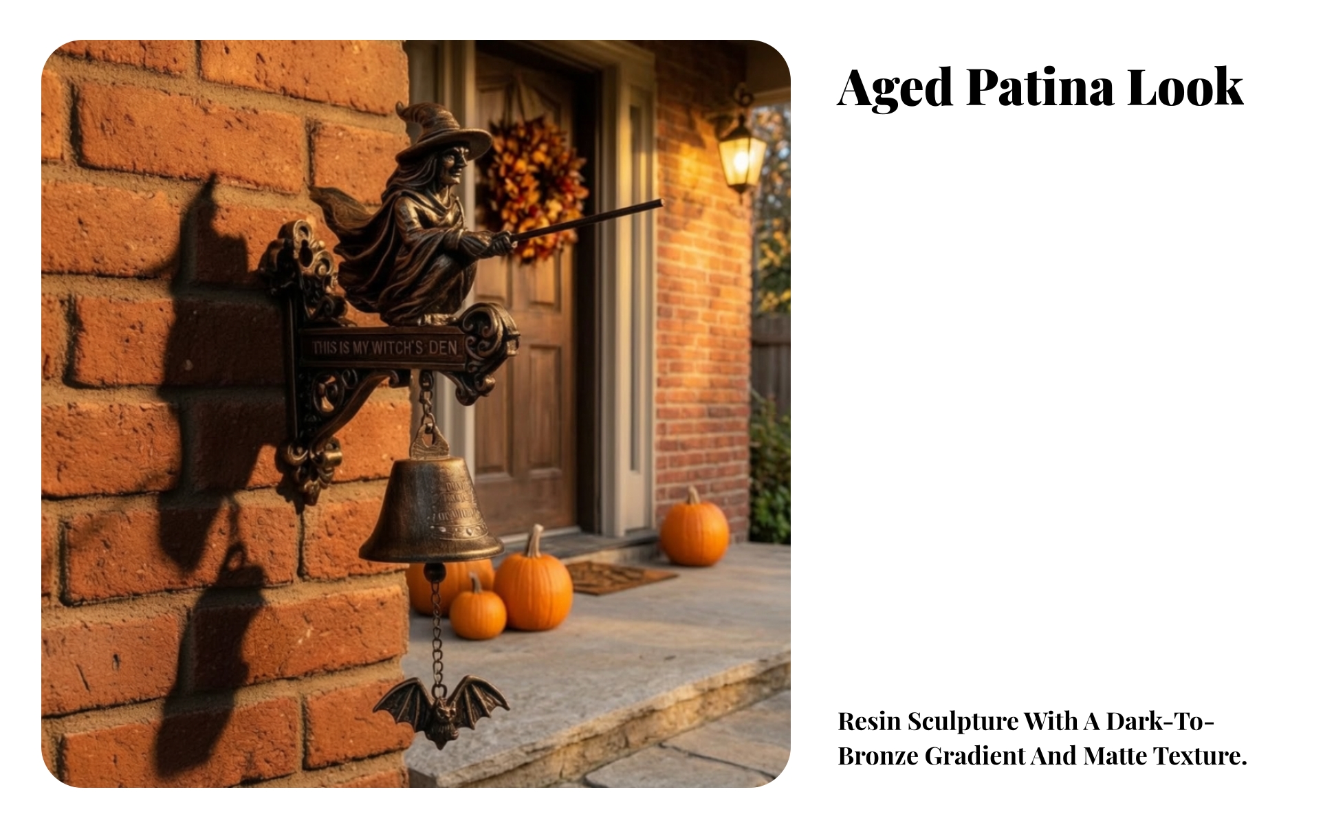 Witch Entryway Chime Vintage-Style Witch Bell Gothic for Entryway