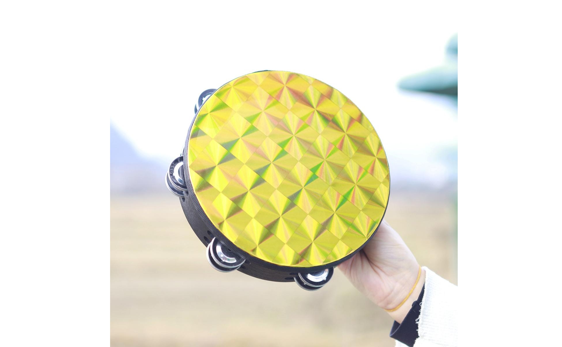Tambourine Handheld Tambourine with Metal Jingling Discs Wooden