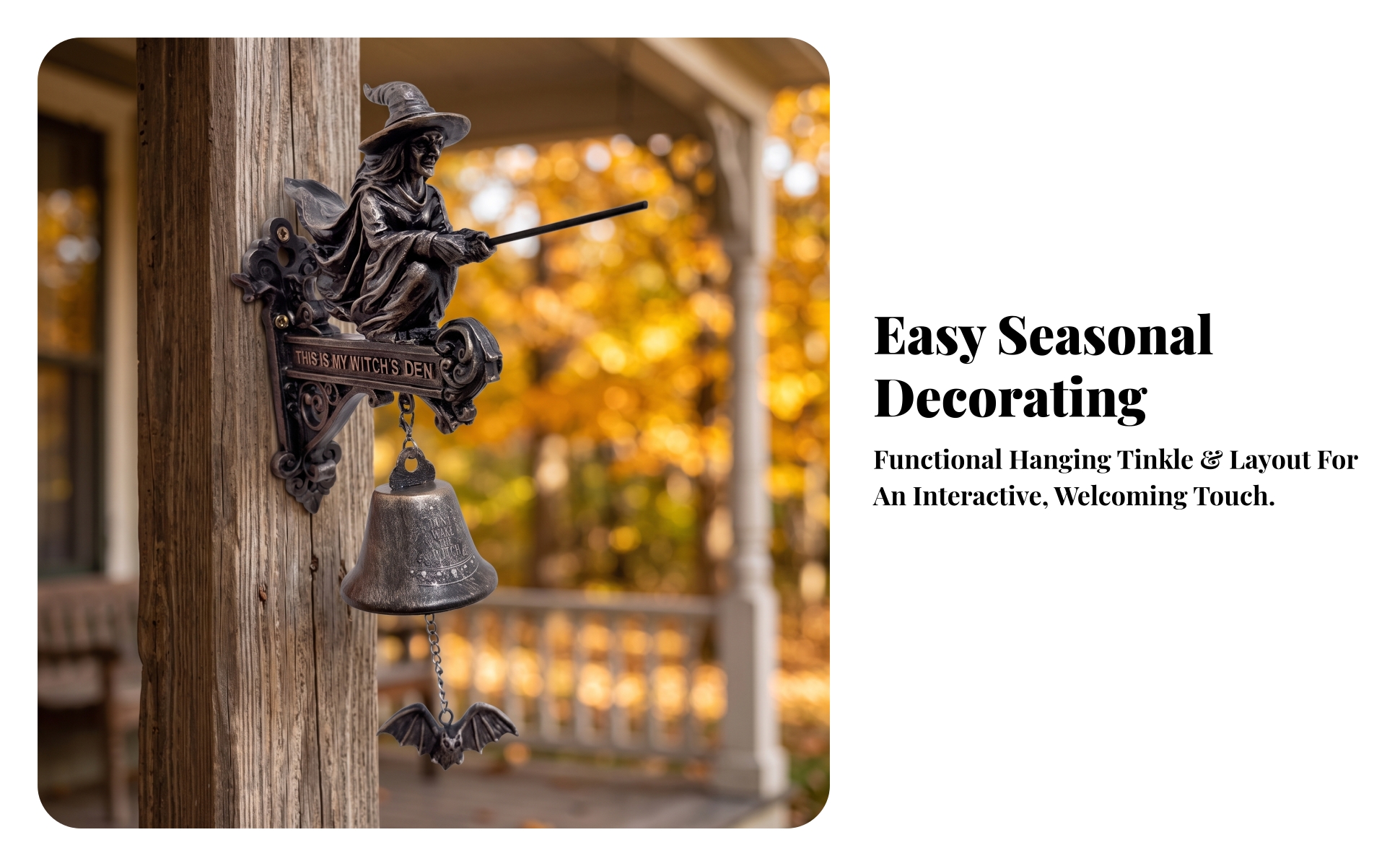 Witch Entryway Chime Vintage-Style Witch Bell Gothic for Entryway