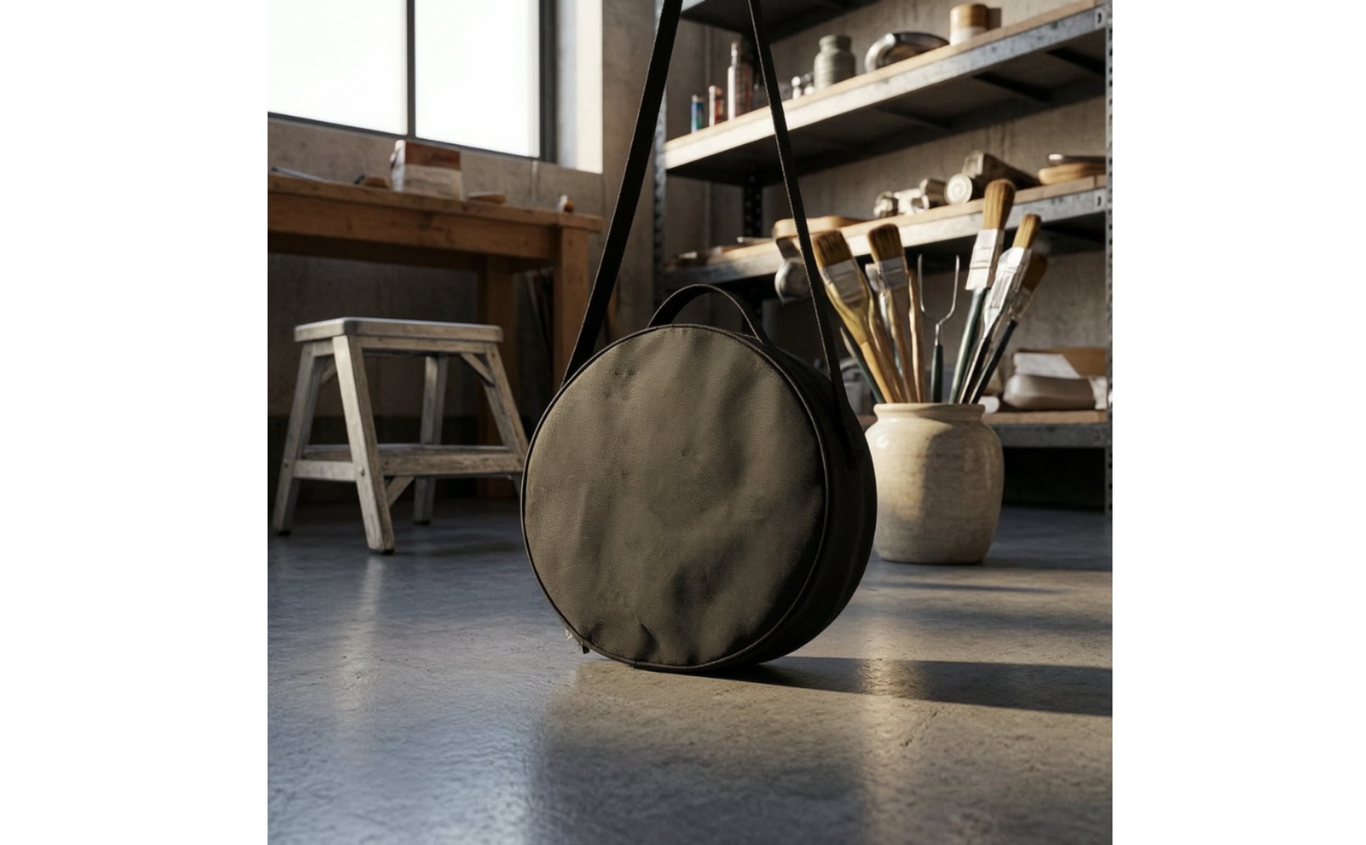 Round Storage Bag Portable Round Bag with Shoulder Strap Compact for Travelers