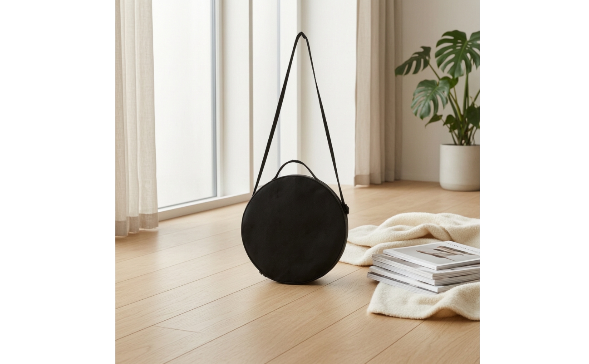Round Storage Bag Portable Round Bag with Shoulder Strap Compact for Travelers