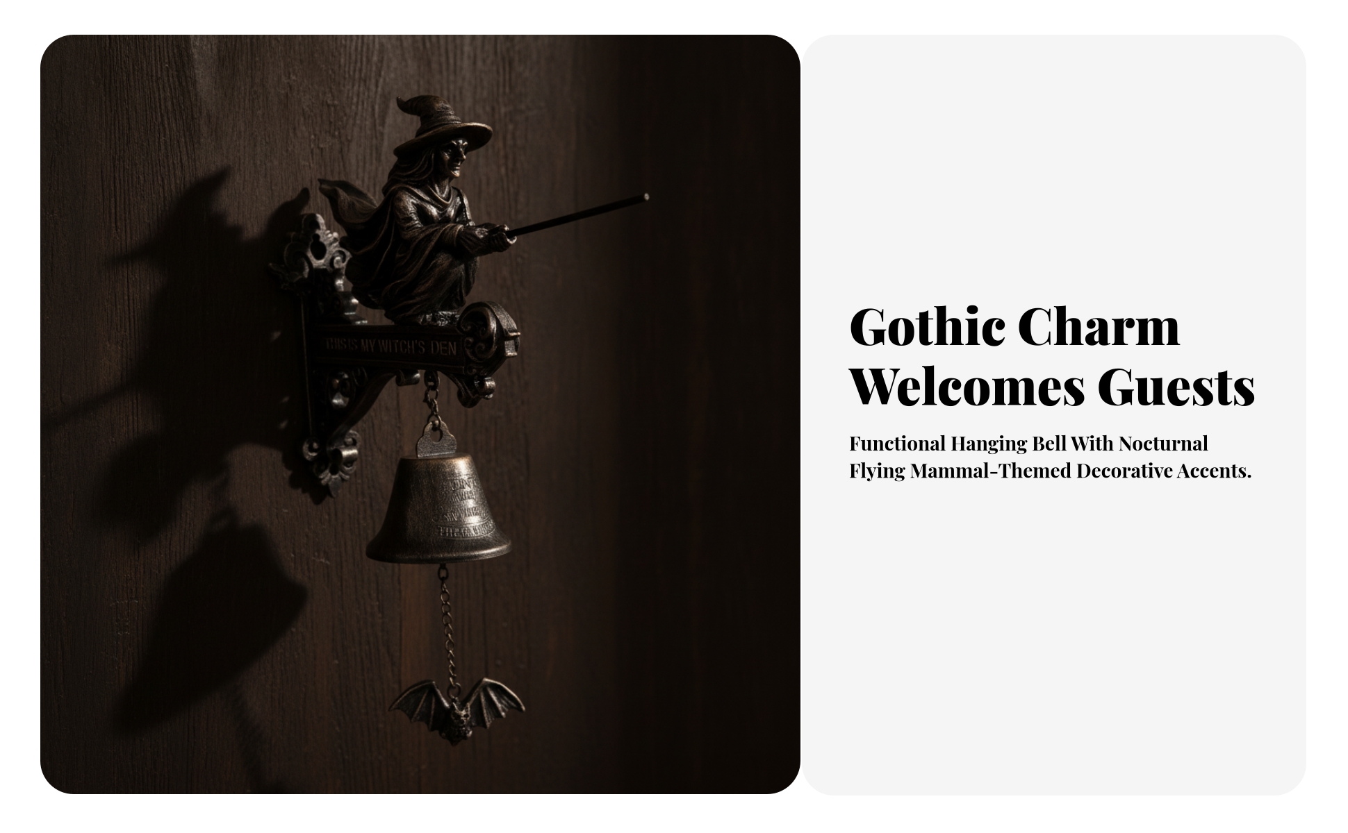 Witch Entryway Chime Vintage-Style Witch Bell Gothic for Entryway