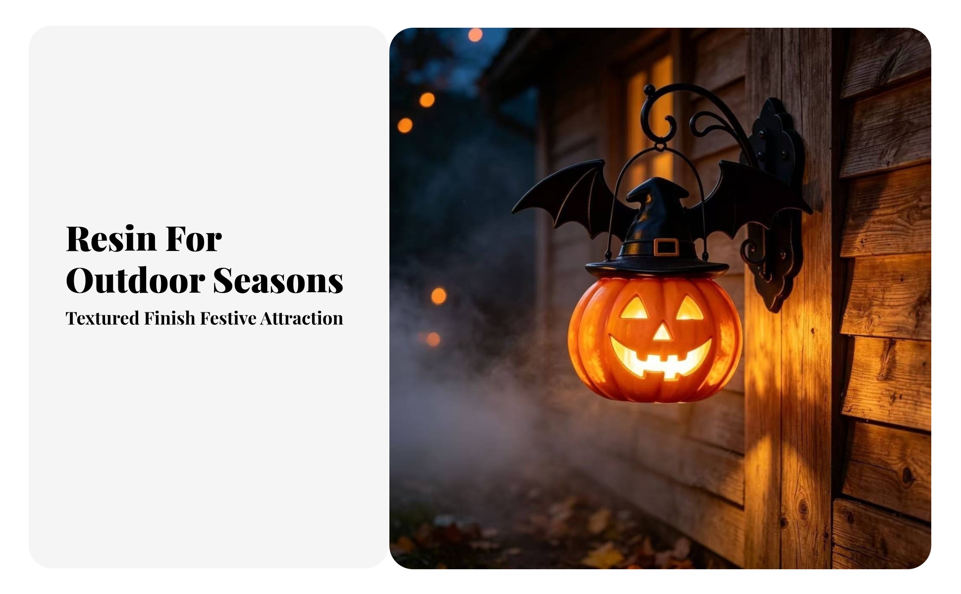 Pumpkin Light with Witch Hat Spooky Jack-O'-Lantern with Flying Fox Wings