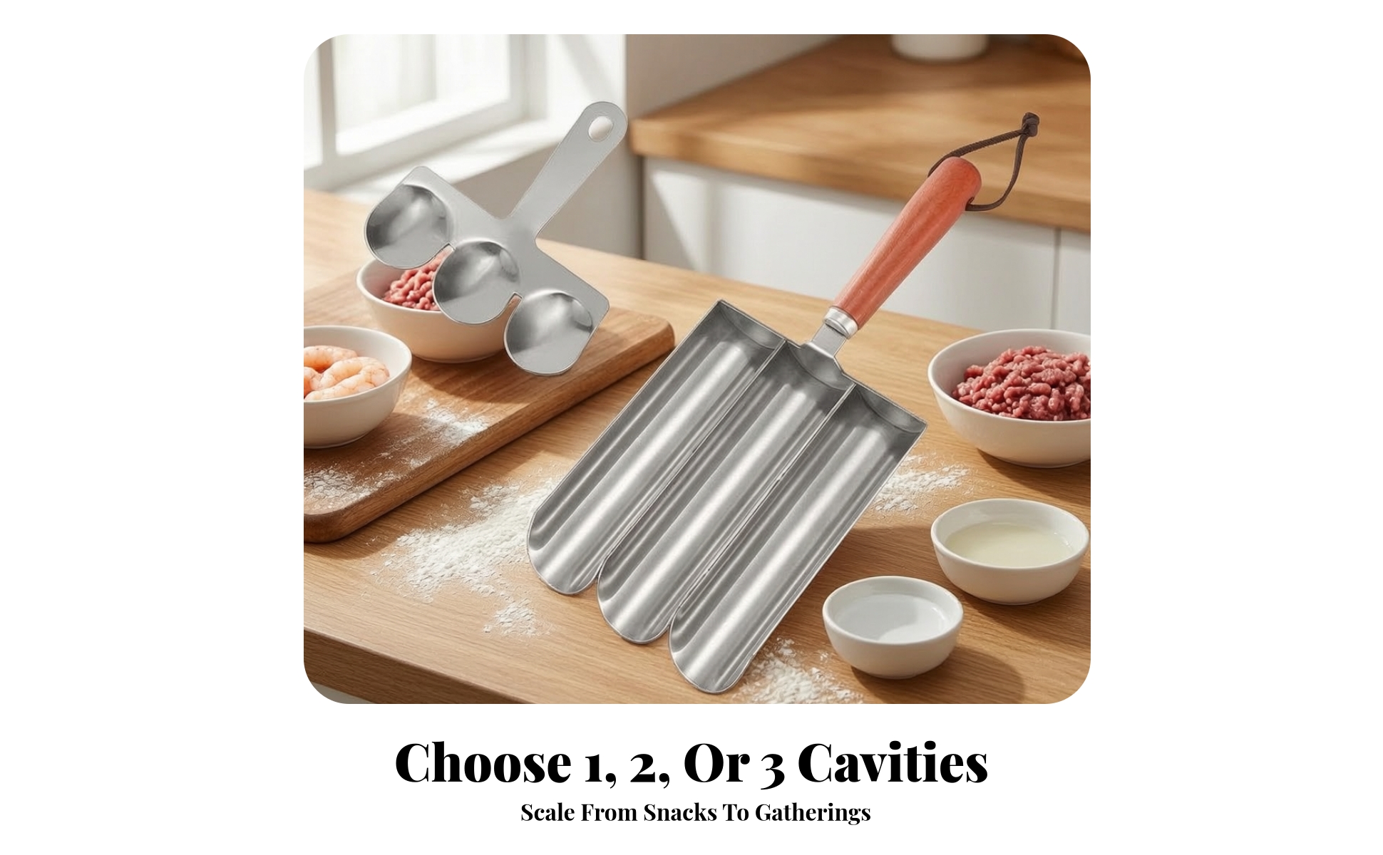 Moule à Boulettes de Viande avec Manche En Bois Ergonomique pour Cuisiniers
