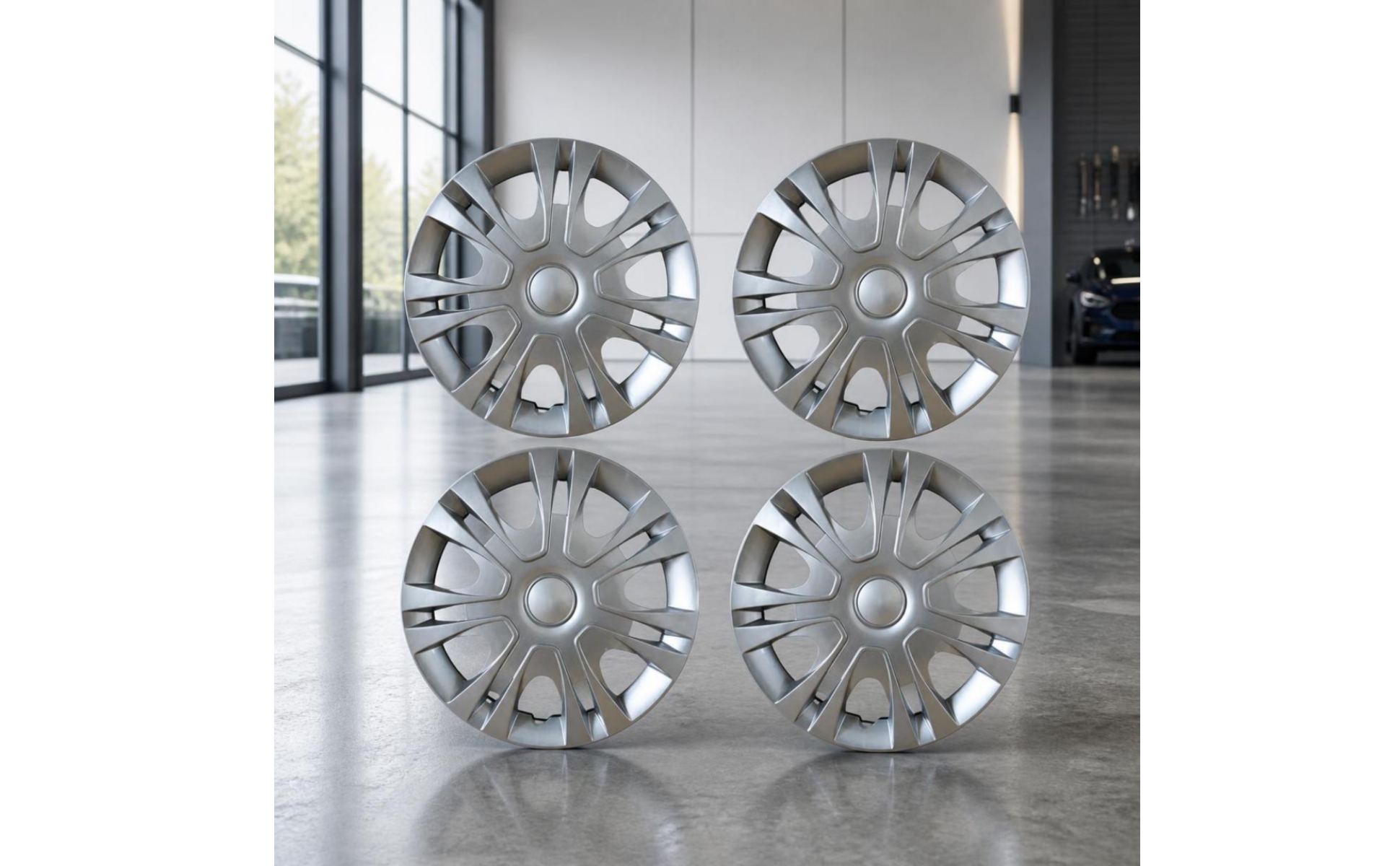 4 Stück 12-Zoll-Radzierblende mehrspeichig Radkappe mit Turbinen-Design für Auto
