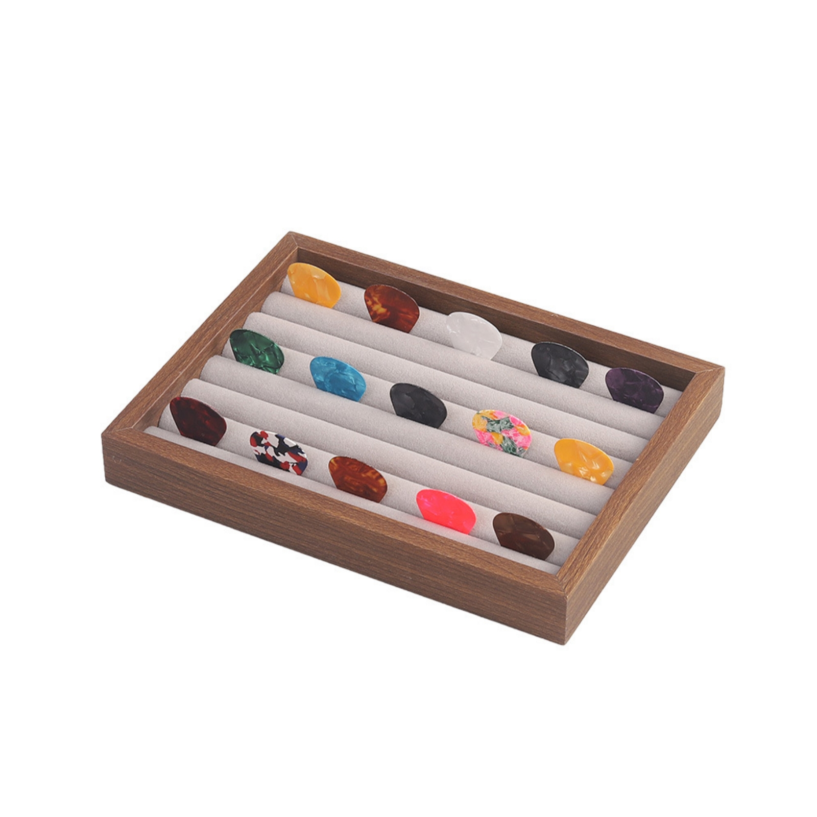 Guitar Pick Tray with Sponge Cushioning Wood-Grain for Practice Room