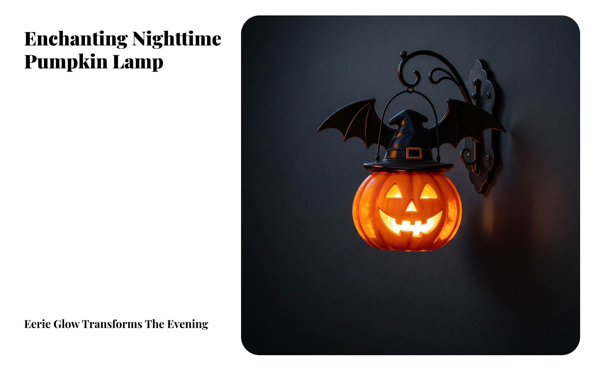 Pumpkin Light with Witch Hat Spooky Jack-O'-Lantern with Flying Fox Wings