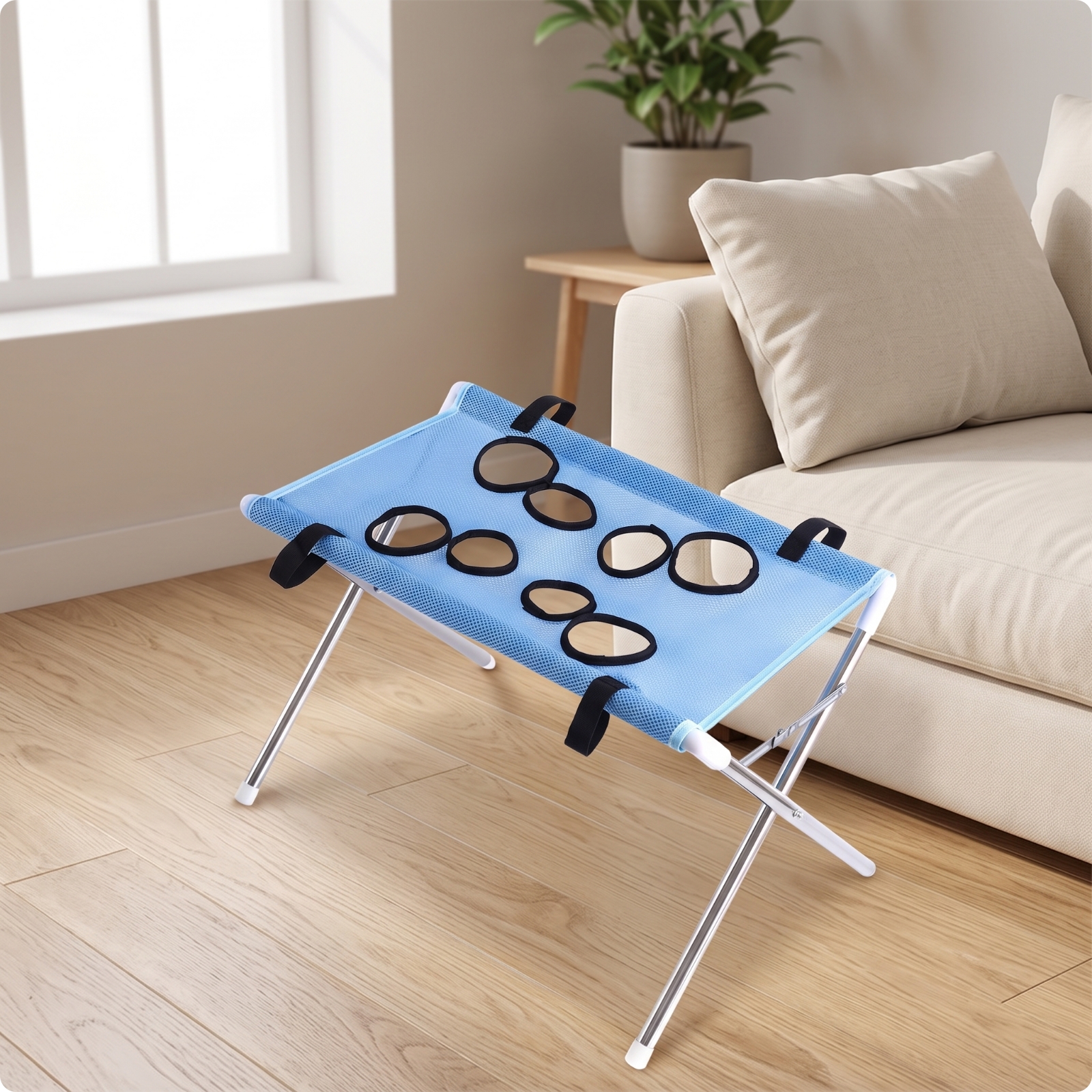 Foldable Pet Cradle Table Space-Saving Dog Grooming Stand Mesh Washing Stand