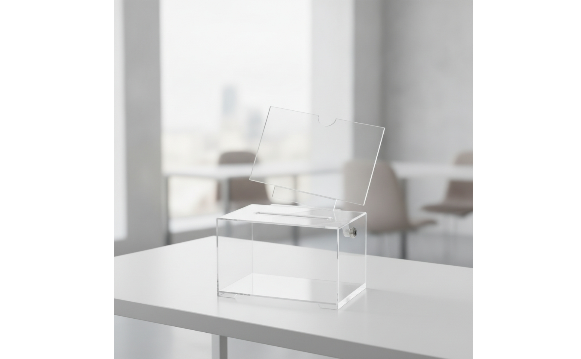 Donation Box with Sign Holder Lockable Acrylic Box with Lock Clear for Charities