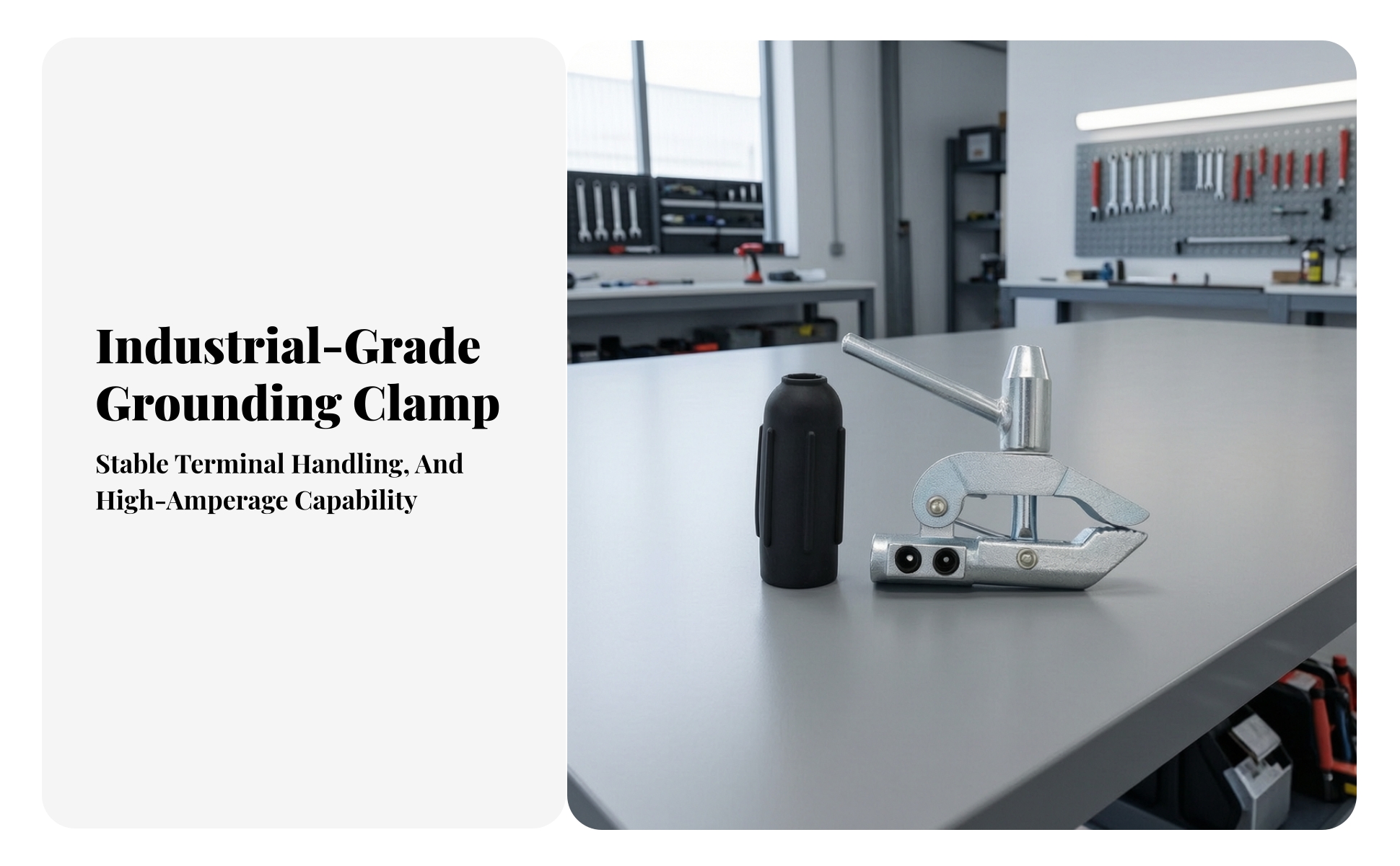 Fabrication Ground Clamp with Rubber Sleeve for Metalworking, Welders
