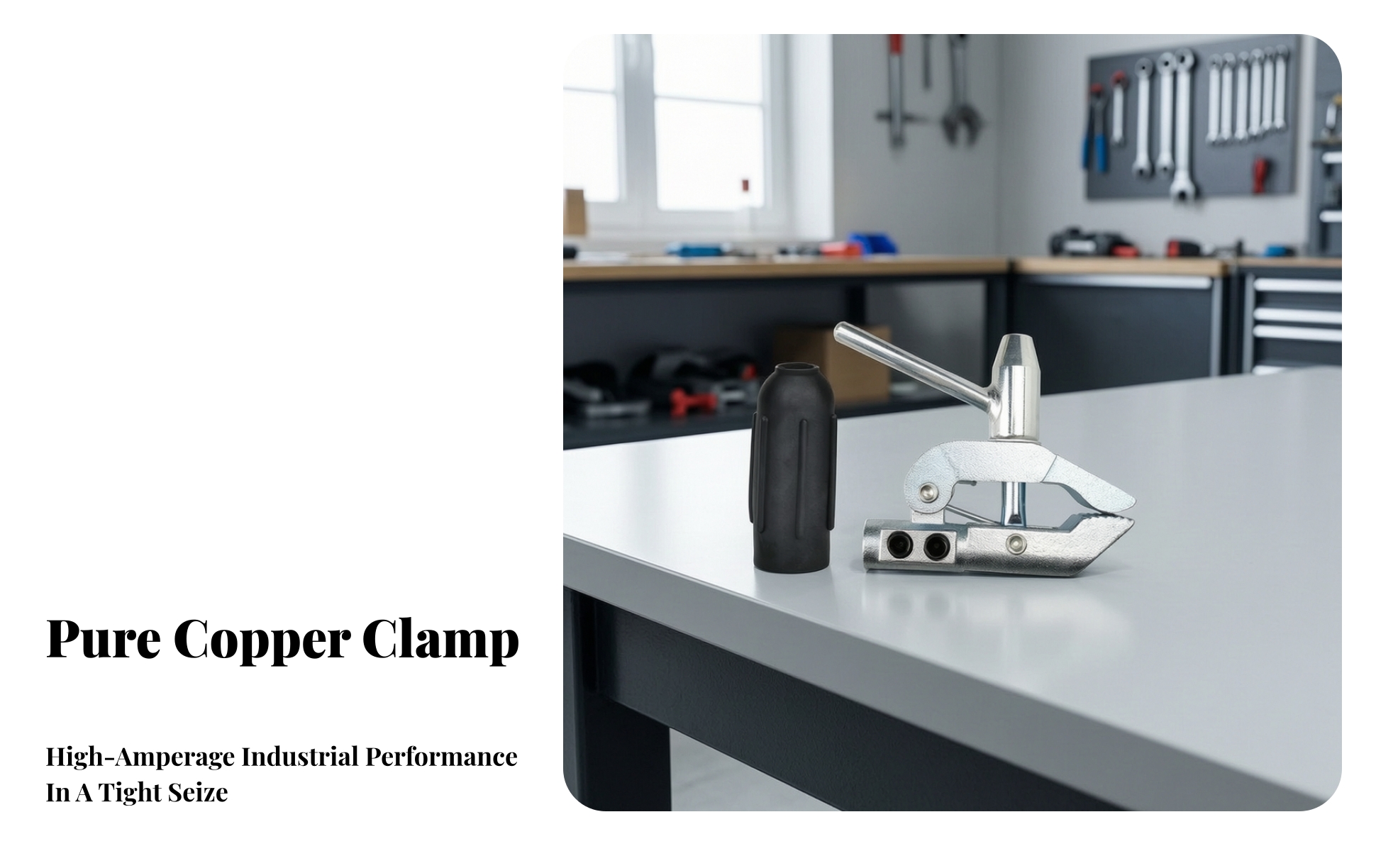 Fabrication Ground Clamp with Rubber Sleeve for Metalworking, Welders