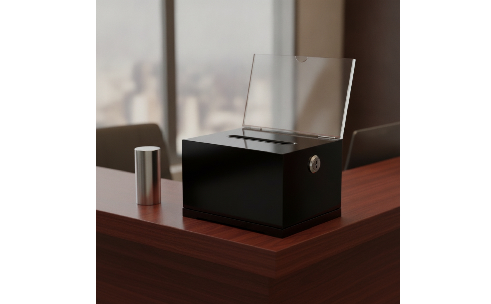 Donation Box with Sign Holder Lockable Acrylic Box with Lock Clear for Charities