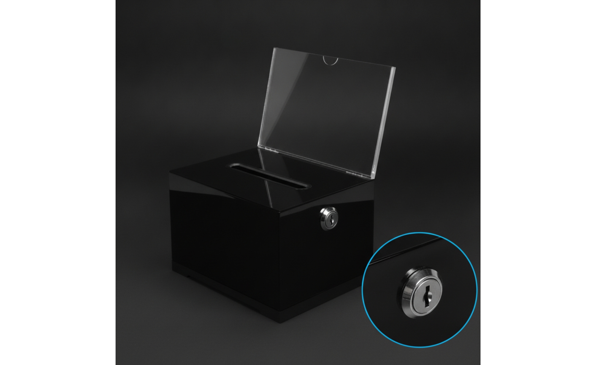 Donation Box with Sign Holder Lockable Acrylic Box with Lock Clear for Charities
