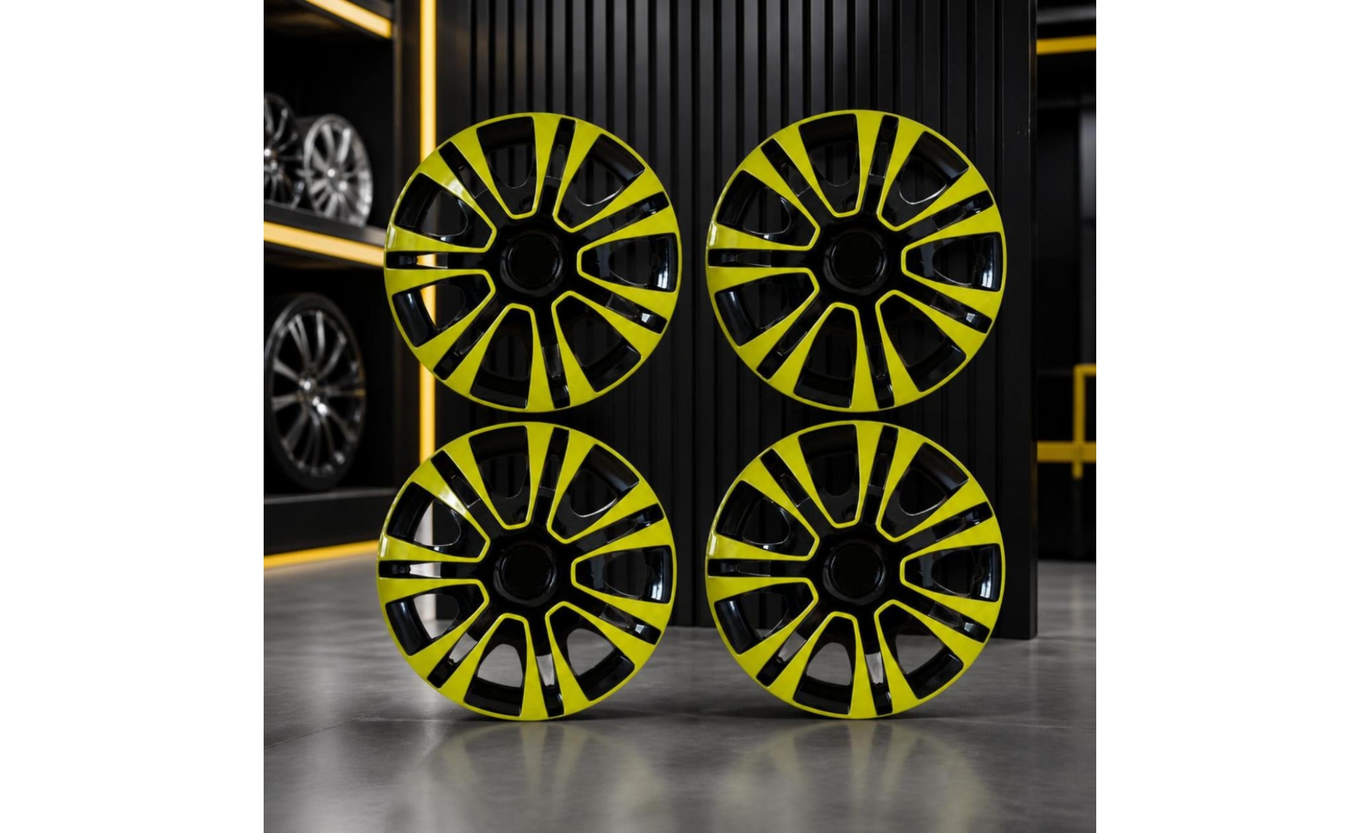 4 Stück 12-Zoll-Radzierblende mehrspeichig Radkappe mit Turbinen-Design für Auto