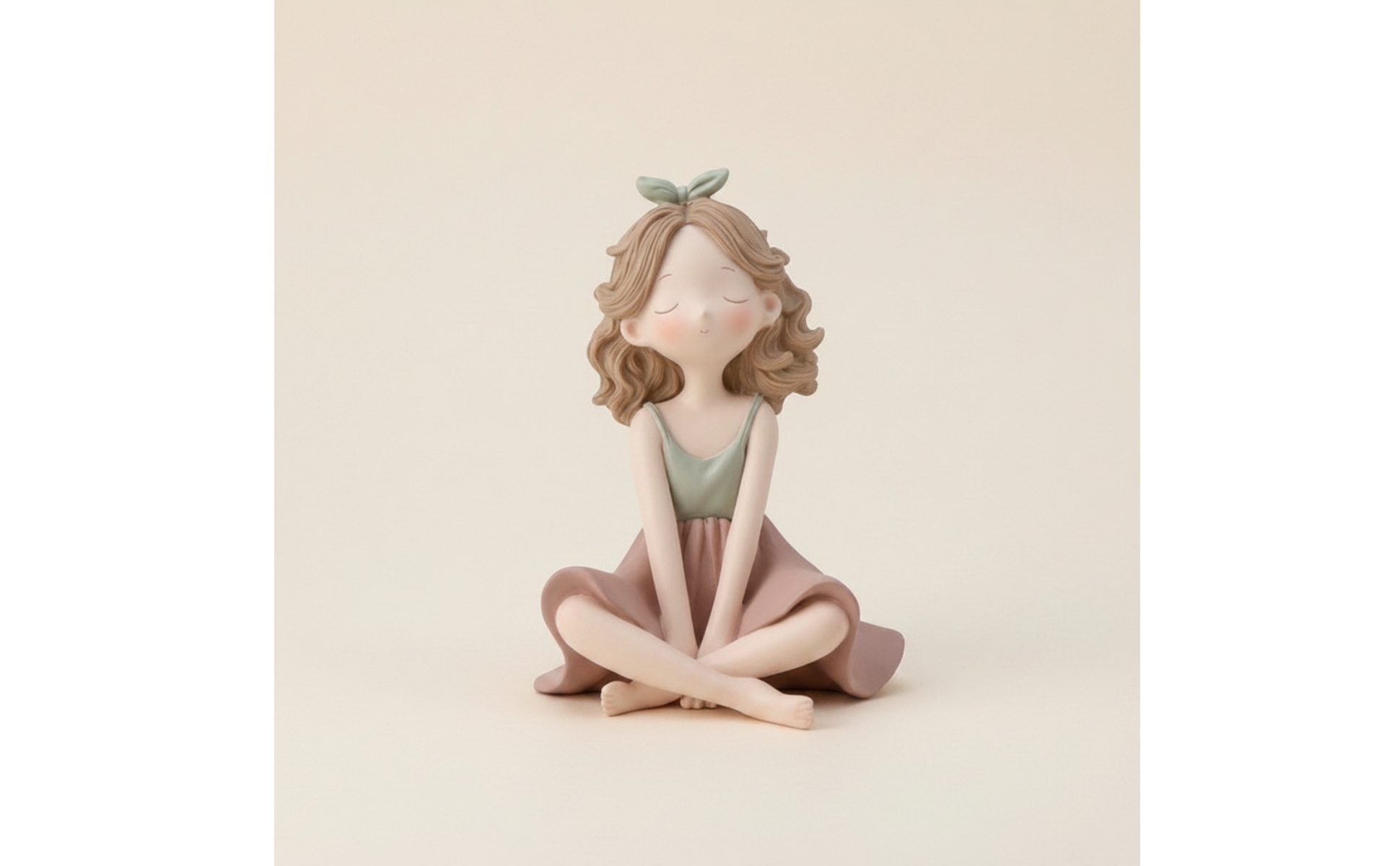 Mädchenfigur mit Schleife niedlich Mädchenfigur aus Kunstharz verspielt