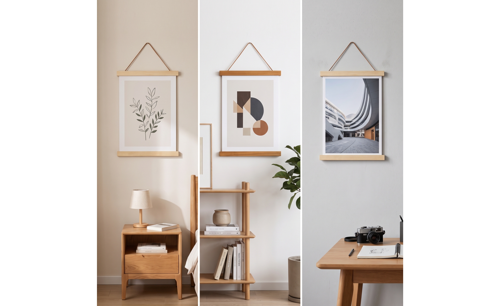 Magnetized Poster Hanger Frame Hanging Wooden Poster Hanger Minimalist