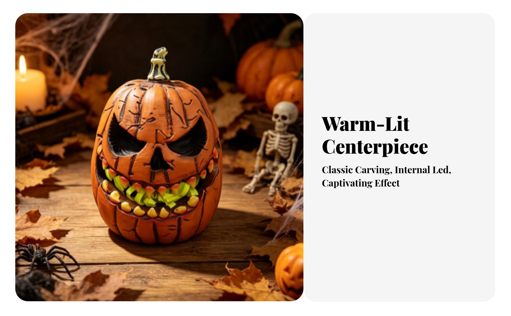 Pumpkin Animatronic with Skull Face Animated Lift-up Pumpkin Ornament Tabletop