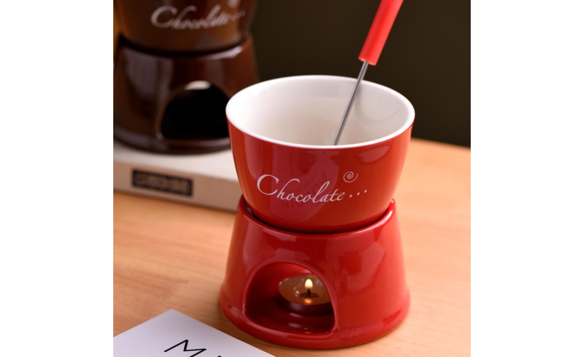 Fondue Cup with Stand Personal Ceramic Fondue Mug Mini for Home Cafe, Hostesses