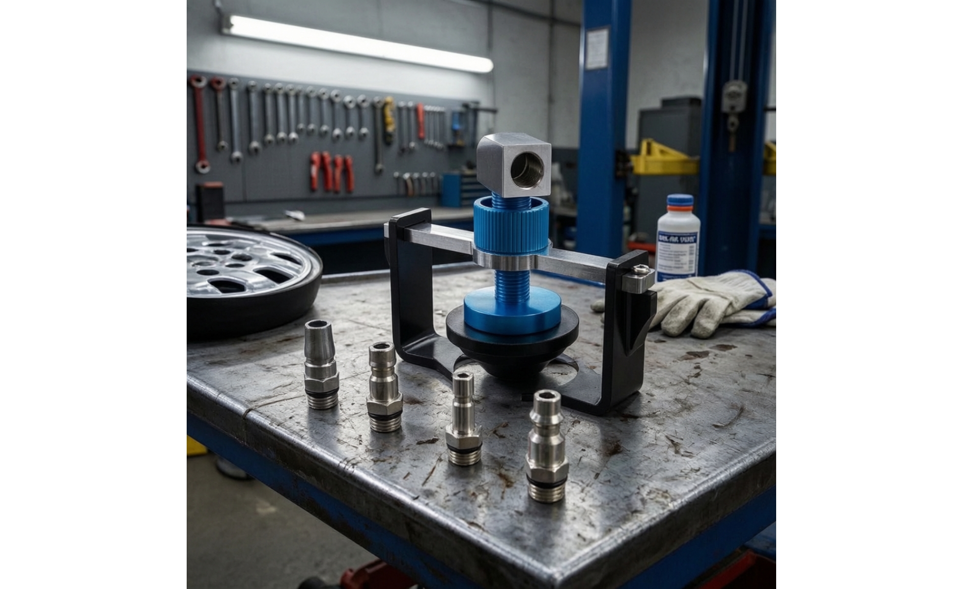 Brake Bleeder Adapter with Quick Couplings Adjustable for Workshops, Mechanics