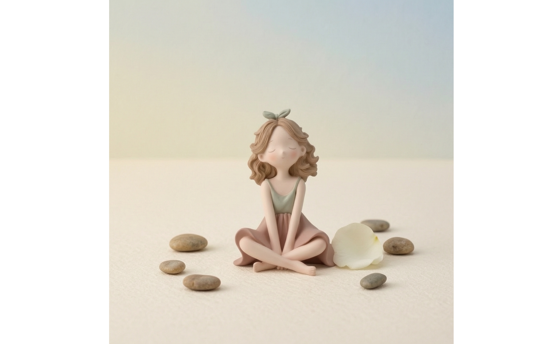 Mädchenfigur mit Schleife niedlich Mädchenfigur aus Kunstharz verspielt