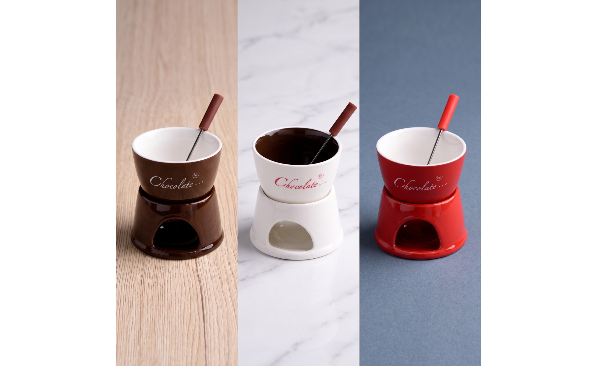 Fondue Cup with Stand Personal Ceramic Fondue Mug Mini for Home Cafe, Hostesses