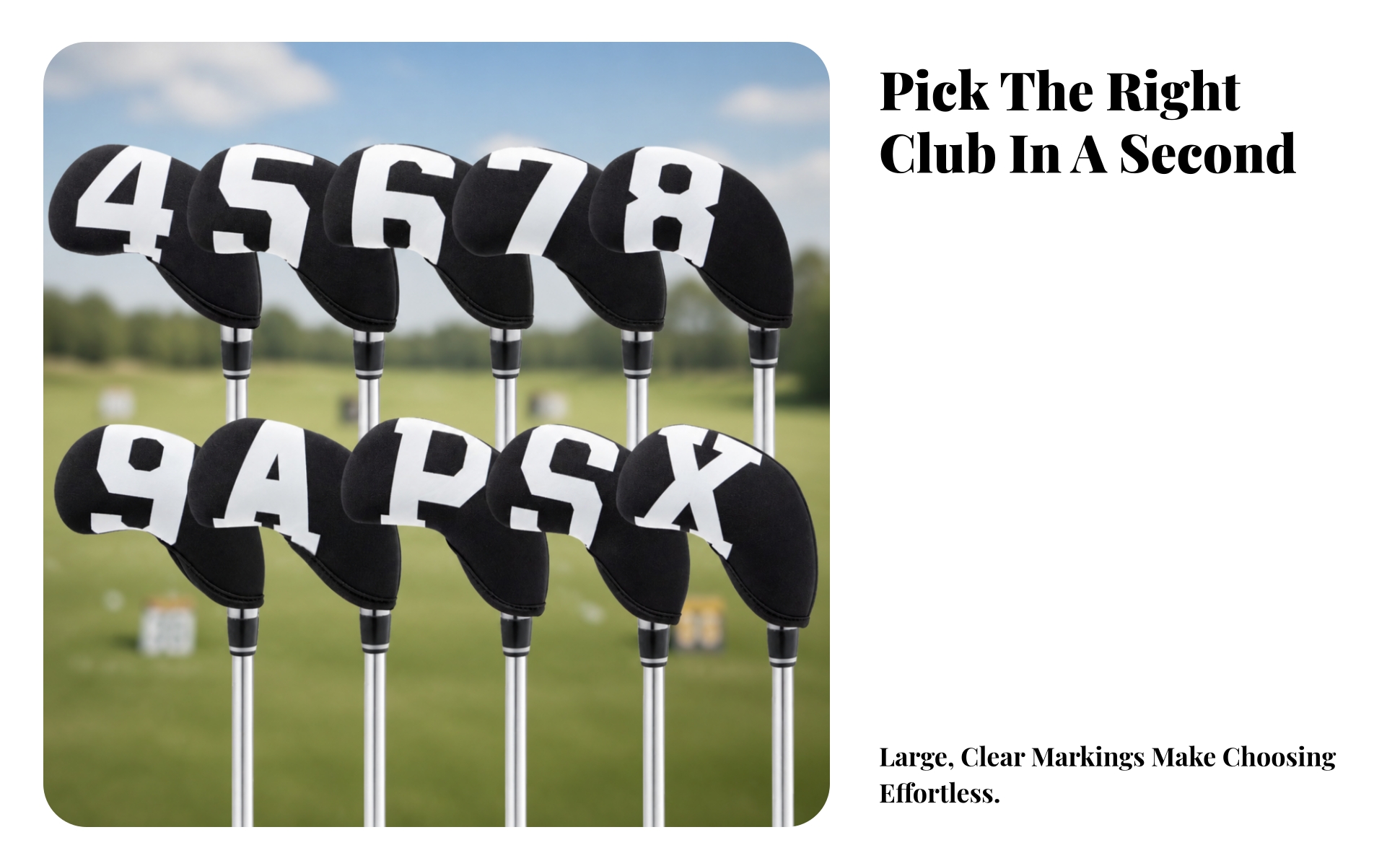 10 Pieces Golf Iron Head Covers Soft Neoprene for Golfers